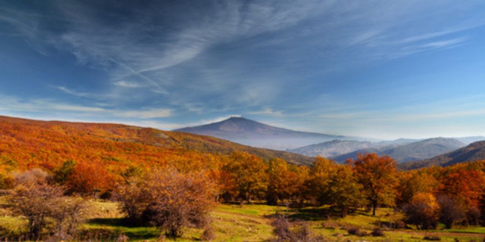 Mount Etna as seen from Nebrodi Park on a clear autumn day