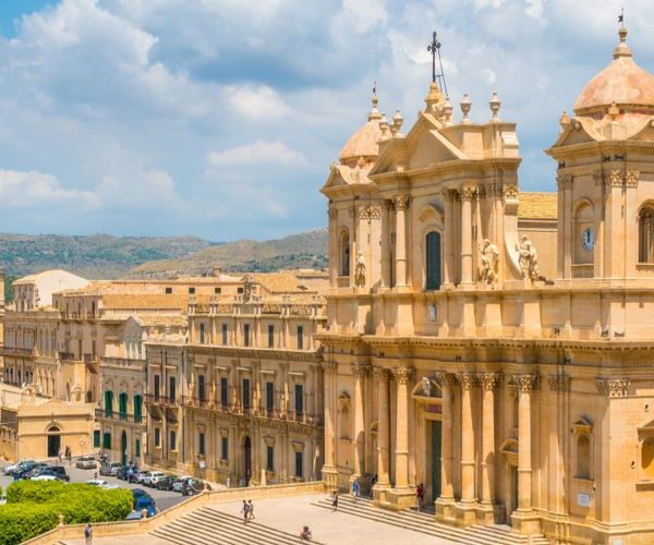 Scenic sight in Noto with the Cathedral